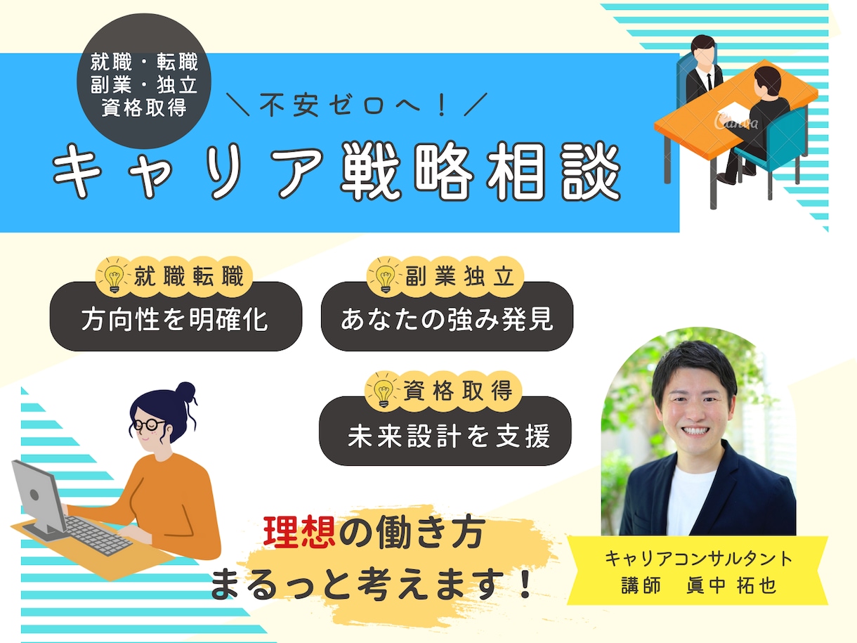 転職・副業の方向性を一緒に考えます ＼不安ゼロへ！／キャリア戦略相談 イメージ1