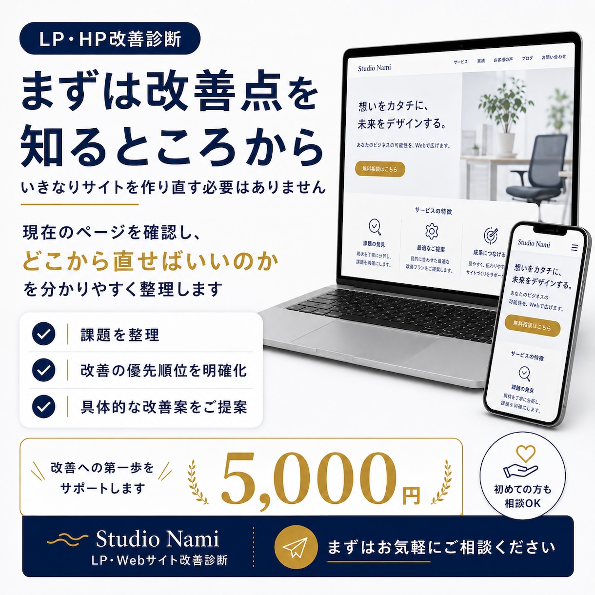 LP・ホームページをプロ目線で改善診断します スマホ・導線・デザインをチェックし改善点をわかりやすく提案 イメージ5