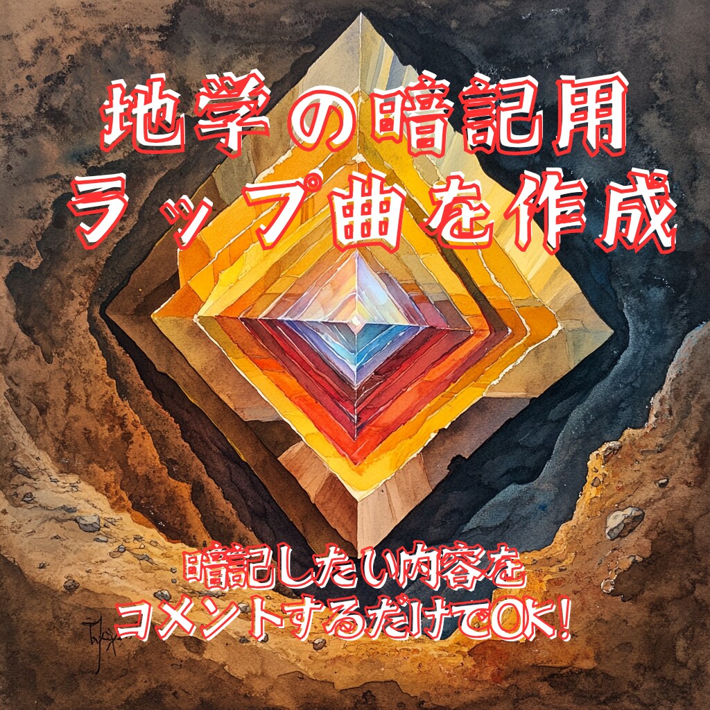 地学の暗記用ラップを作成します 暗記したい内容をコメントするだけで生成可能！ イメージ1