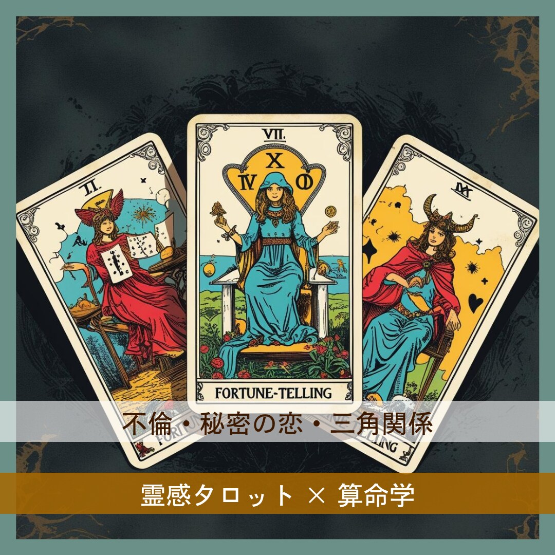 不倫・複雑愛のお悩み、霊感タロット・宿命で視ます W不倫・略奪愛・事情のある恋も イメージ1