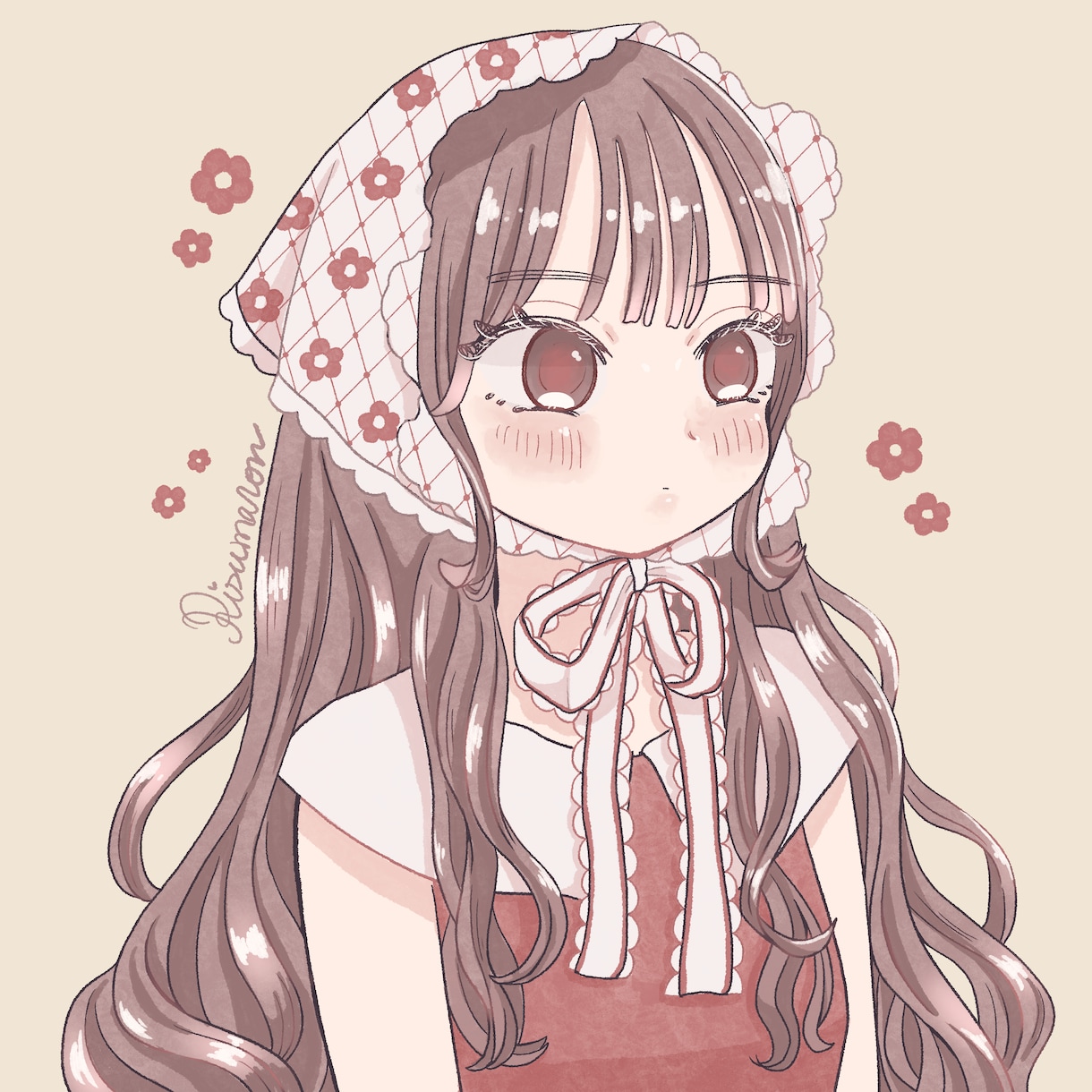 ふんわり可愛い女の子のSNSアイコン描きます フリルやレースがアクセントのゆめ可愛いイラスト イメージ1