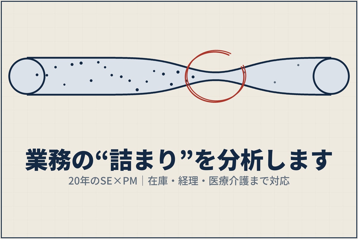 業務の課題・非効率箇所を整理し改善をご提案します ユーザー側もベンダー側も経験した20年SEが分析 イメージ1