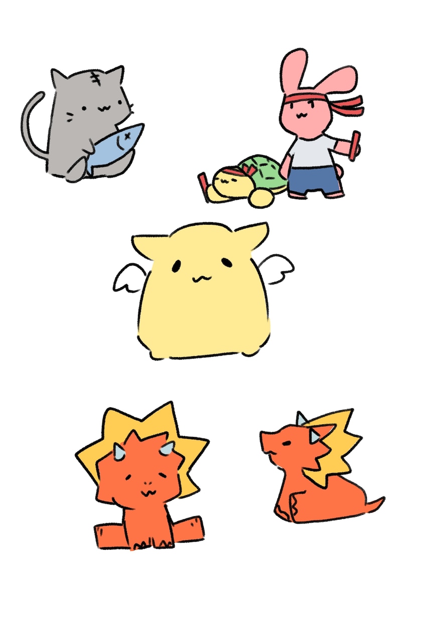 可愛い動物、モンスター描きます 最短翌日納品!小物は無料でお描き致します! イメージ1