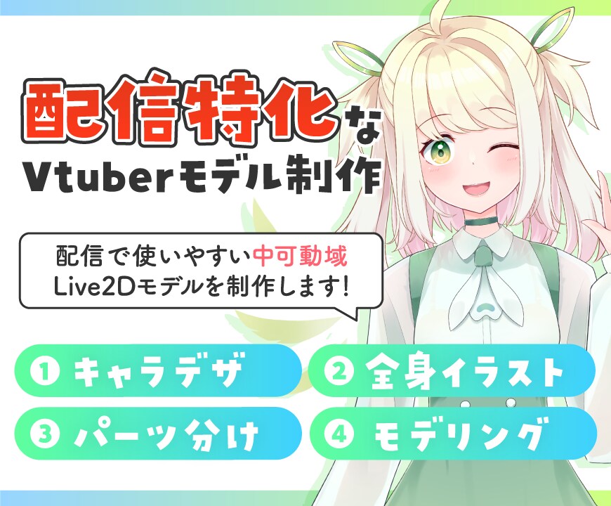 配信に適した可動域のLive2Dモデルを制作します イラスト＋モデリングのセットです。 イメージ1