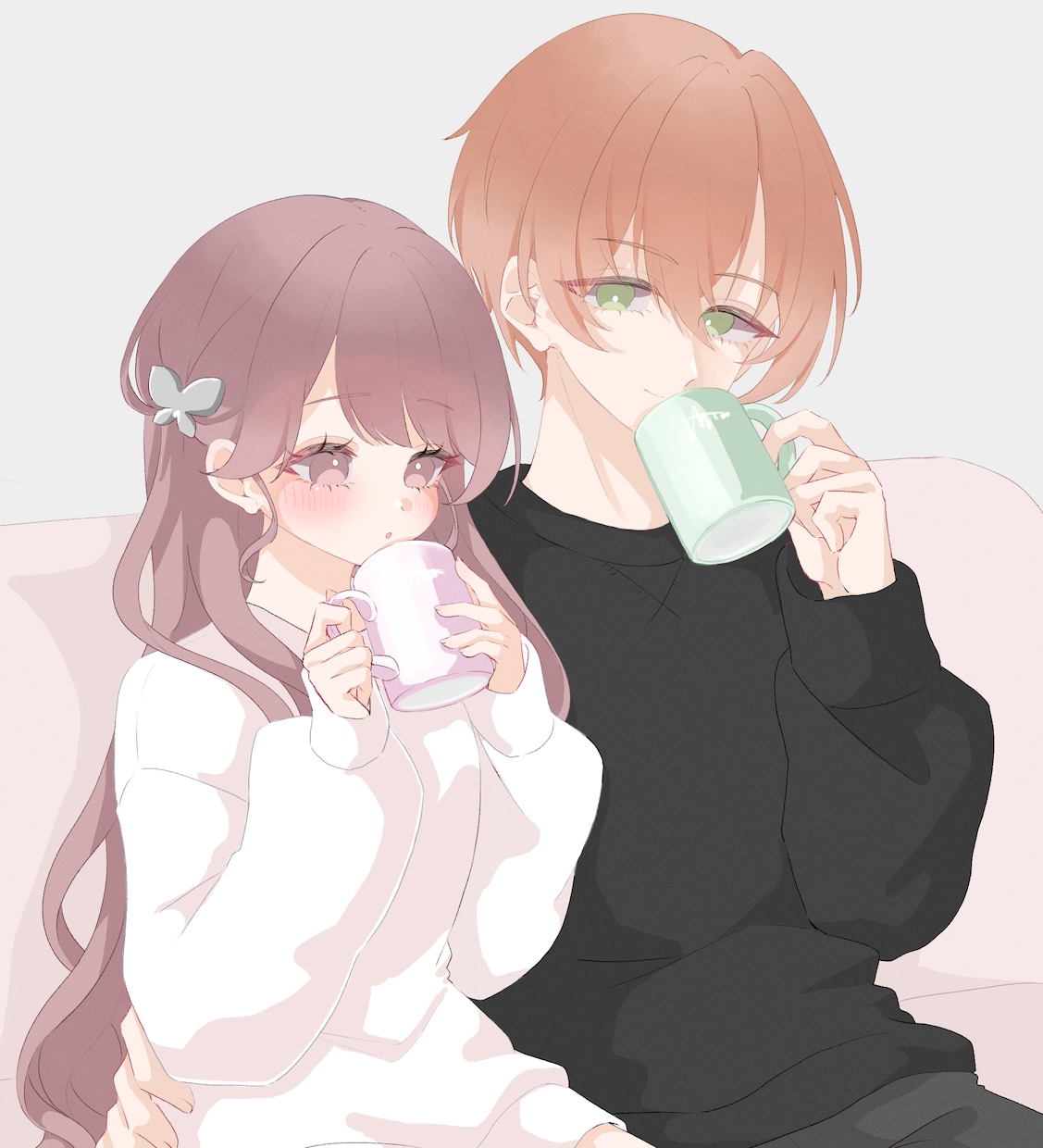 簡易ペアイラスト制作します 淡めなテイストの簡易ペア・夢絵 イメージ1