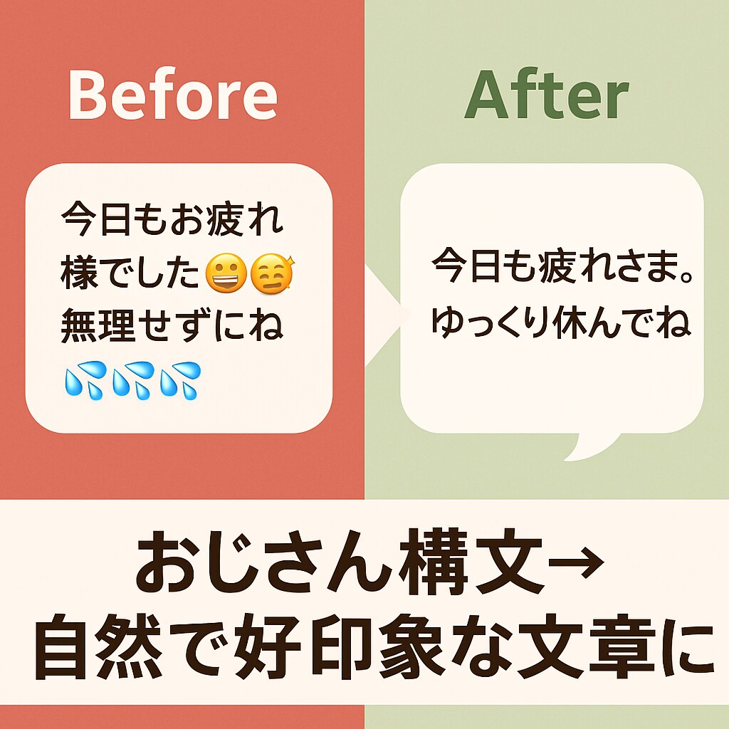 おじさん構文卒業！好印象LINE添削します おじさん構文を好印象な自然文に添削 イメージ4