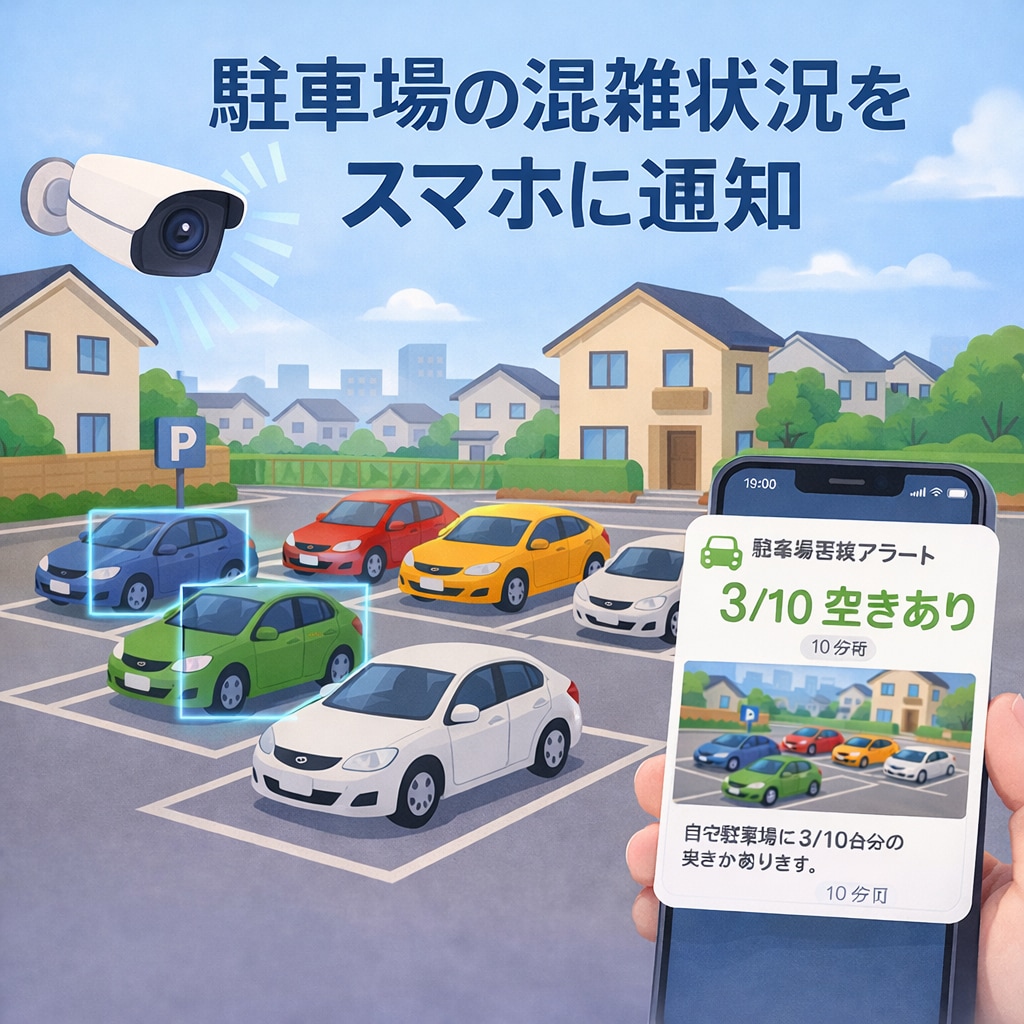 駐車場の空車確認をAI通知化します 毎回の確認に手間を感じる方、生成AIカメラでAI通知化します イメージ1