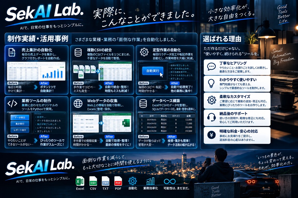 Excel・CSVの面倒な作業を自動化します 「これ楽にできない？」の段階からご相談OK イメージ5