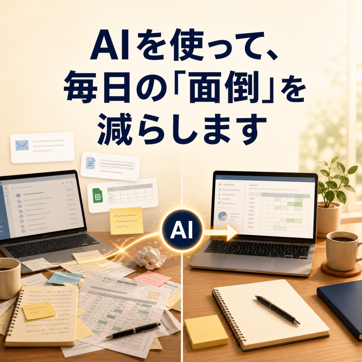 AIで今の仕事を楽にする小さな仕組みを作ります 普段の仕事を聞きながら、まず一つを試せる形にします イメージ2