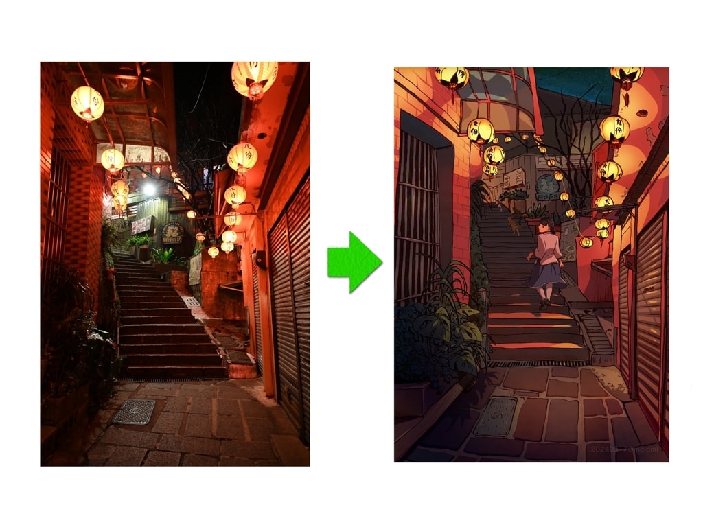 商店街や街並みを温かみのあるイラストにします 写真からノスタルジックな街角に イメージ6