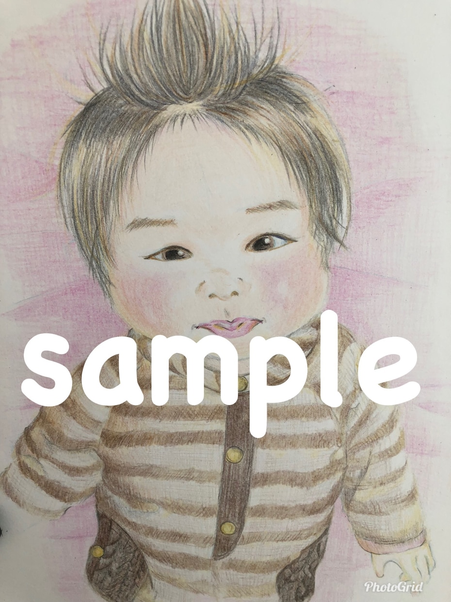 アナログ 手書き似顔絵 オーダー イラスト描きます 5名様限定価格 やわらかふんわりタッチ 色鉛筆 リアル記念日 イメージ2