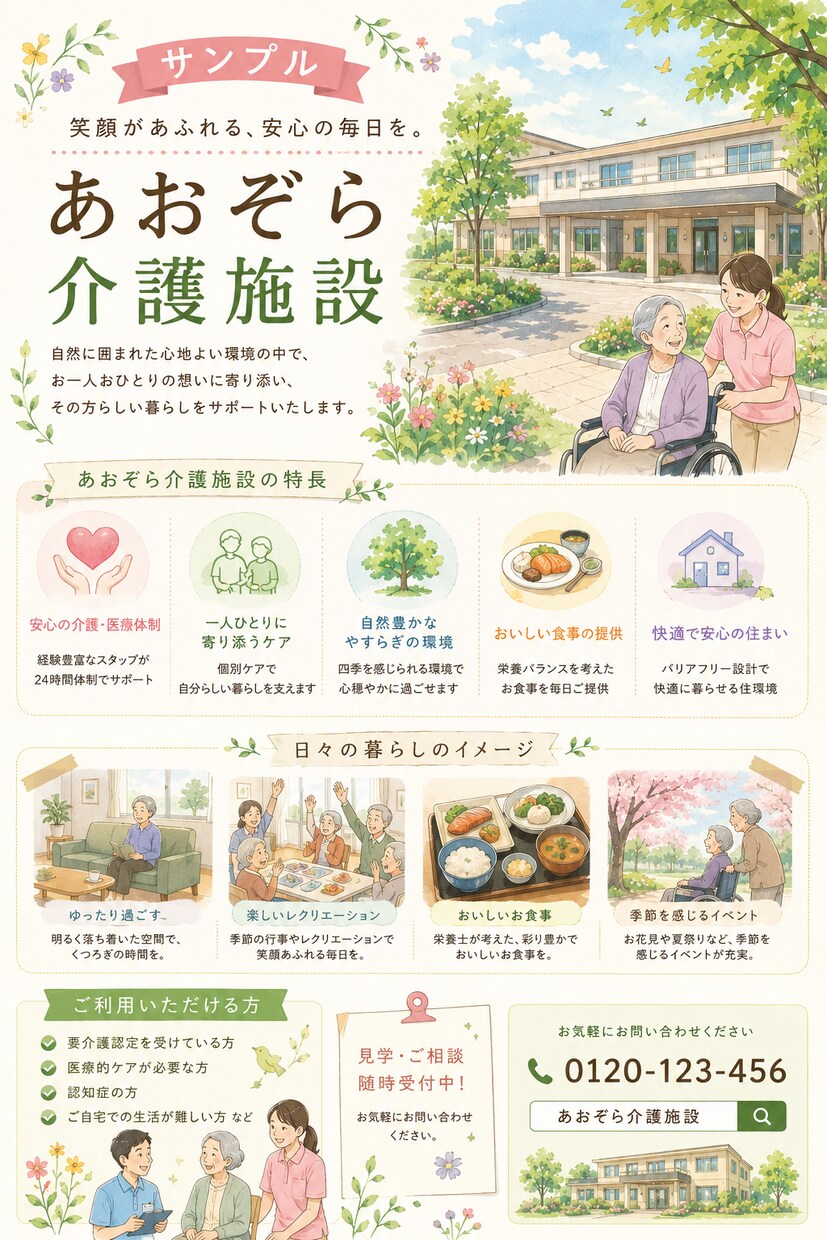 介護施設向け求人ポスター・チラシ制作します 介護施設の勤務経験を活かした『伝わるデザイン』を作成します イメージ5
