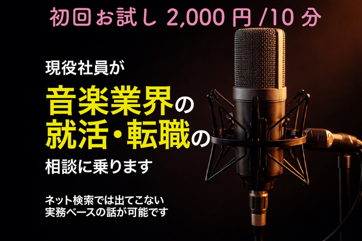初回限定★ 音楽業界の就活・転職の相談にのります 現役社員がネット検索では出てこない実務ベースの話をします イメージ1