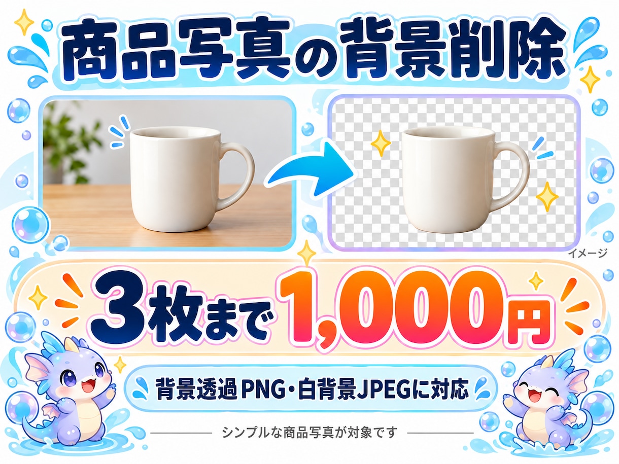 商品写真の背景を3枚まとめて削除します 3枚1,000円！背景透過・白背景の画像を作成 イメージ1