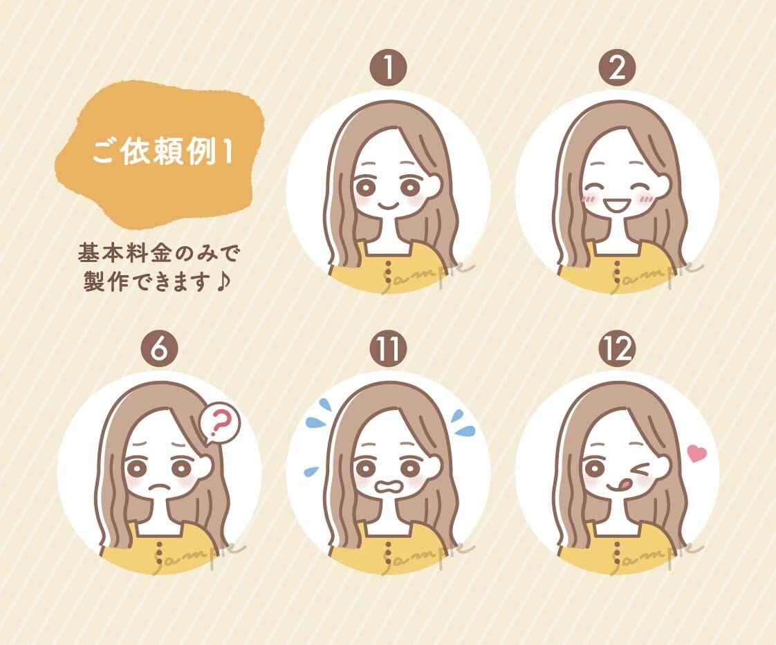 ゆるくてかわいいアイコン表情違い5点セット描きます 商用可◎ブログやSNSに!親しみやすいアイコンで印象アップ♪ イメージ2