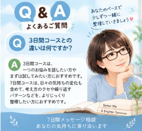 7日間メッセージで心のお悩みをお聴きします 一週間かけて気持ちと思考をゆっくり整理します イメージ6