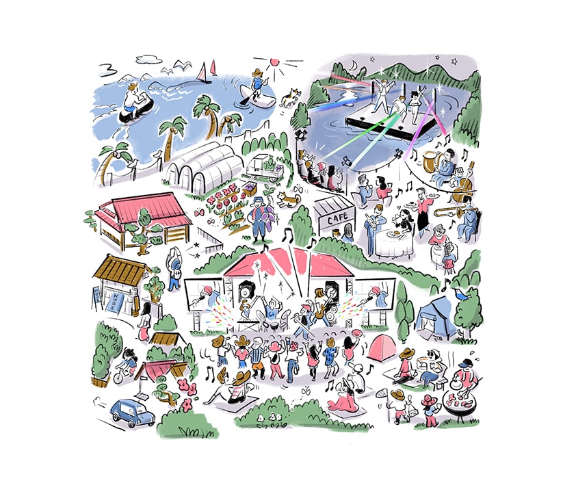 オリジナル手書きのイラストマップ・俯瞰図描きます 多角な情報を1枚絵で表現/広告・企画案・トップ画面に最適！ イメージ6
