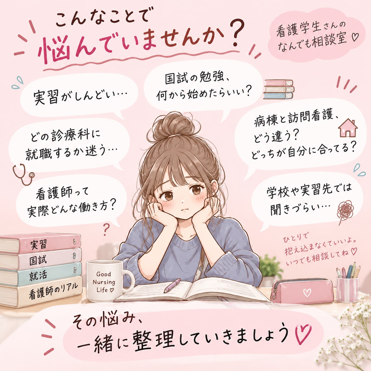 看護学生さんのお悩み相談にのります 現役看護師が実習・国試・就活の悩みに寄り添います イメージ1