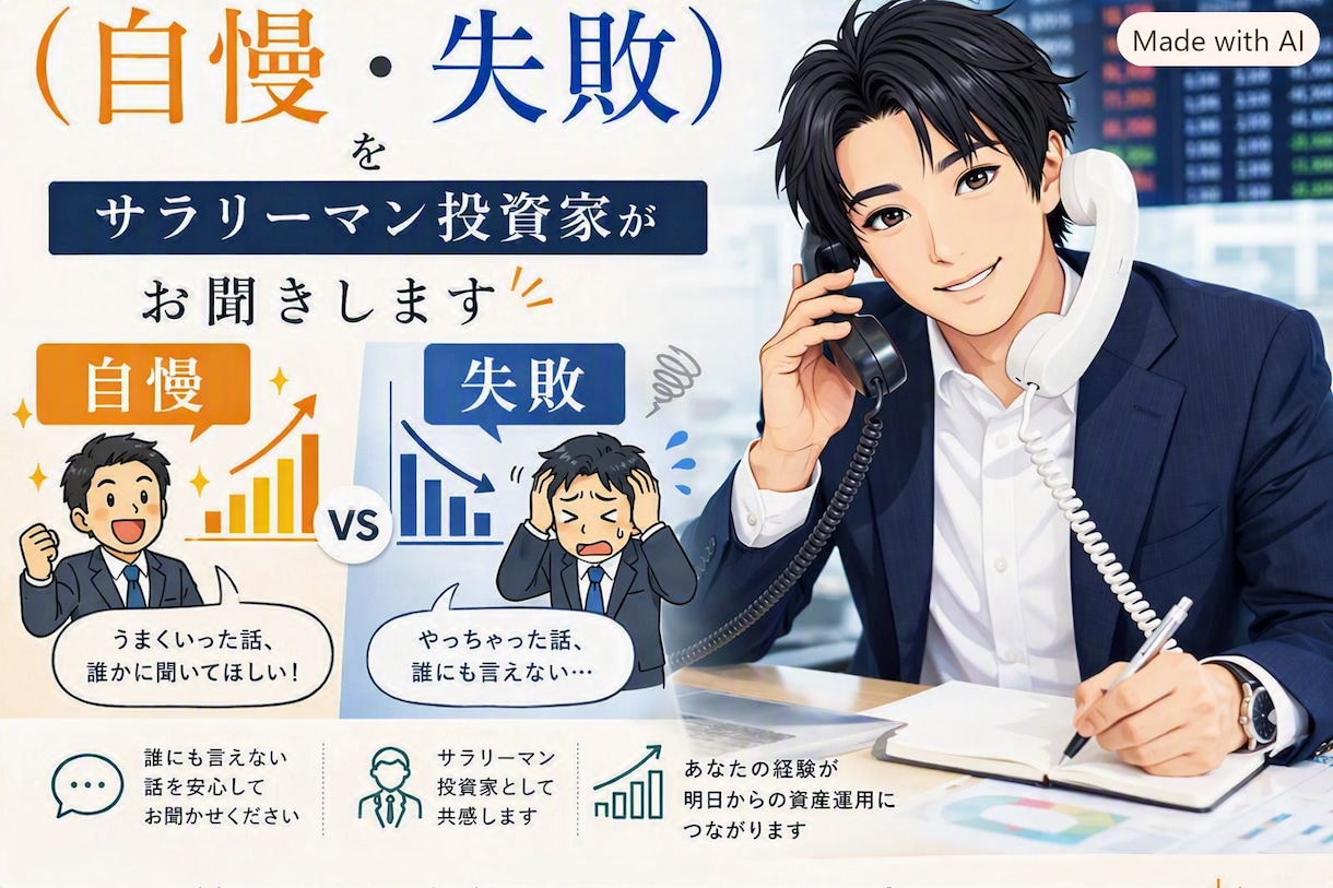資産運用にまつわる（自慢や失敗）お話しお聞きします 株式投資・FX・NISA・仮想通貨・不動産なんでも　雑談OK イメージ1