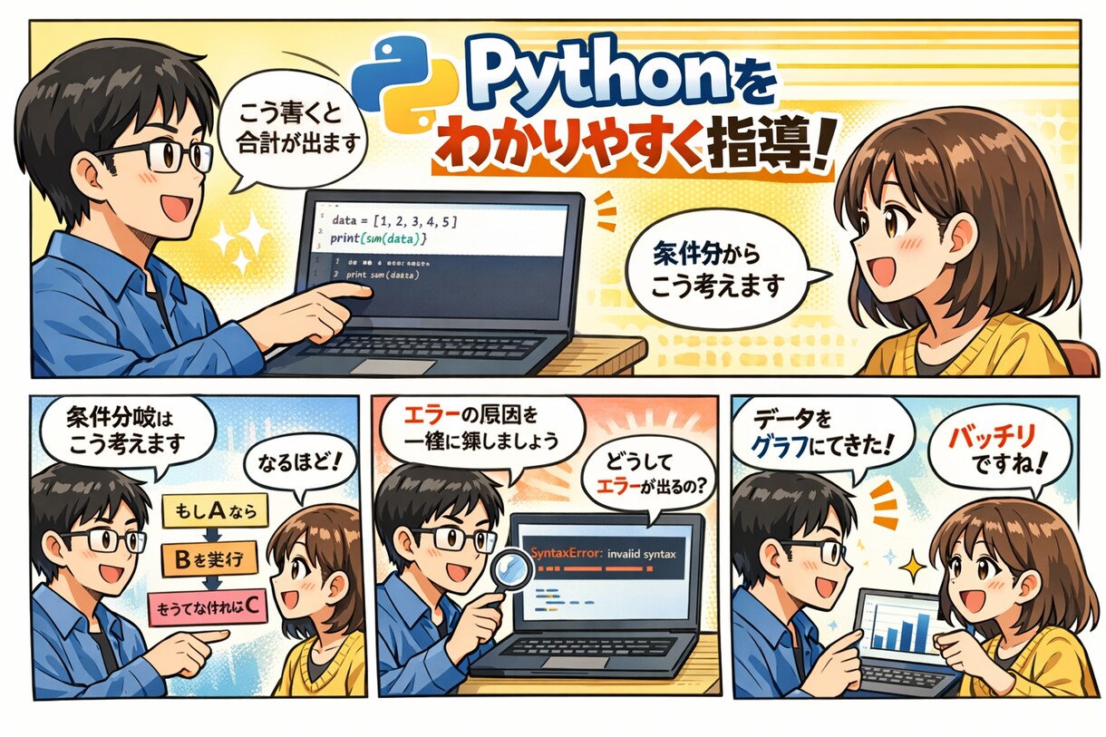 Pythonをマンツーマンで丁寧に指導します 初心者から中級者まで目的に合わせて伴走します イメージ1