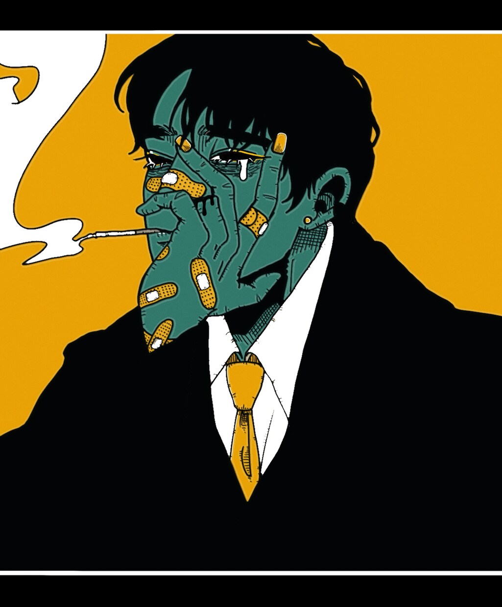 不穏で可哀想な男の子を描いてます ベタ塗りで特徴的な色を使ってお描きしています。 イメージ2