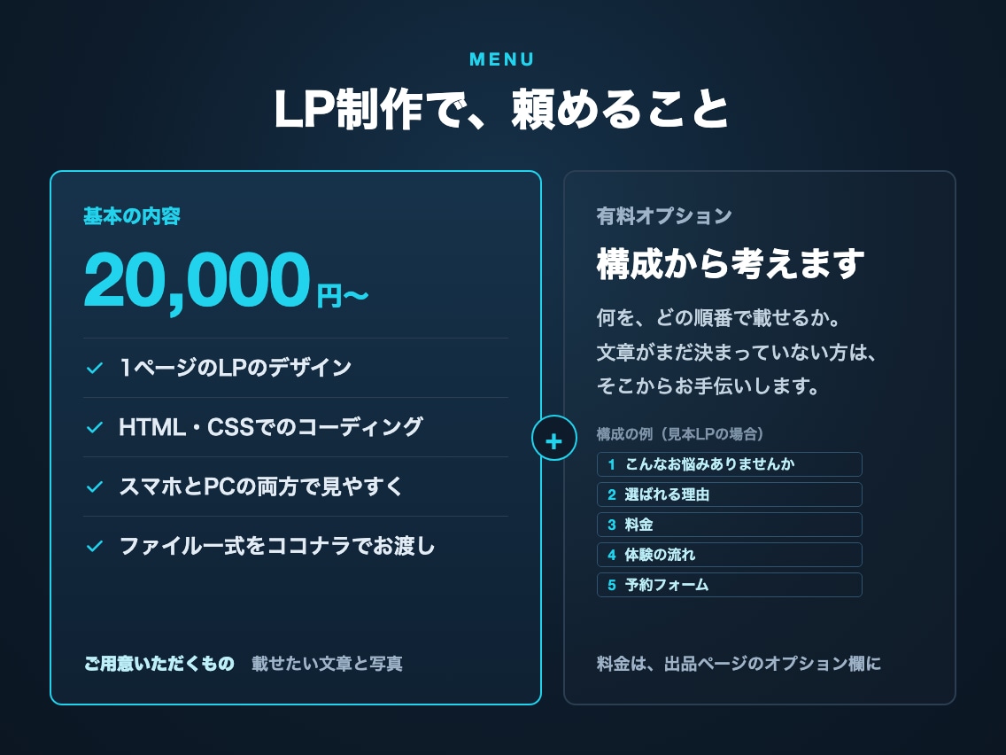 LP（ランディングページ）を制作します 運用費0円・スマホ対応｜開業や新サービスの案内に イメージ2