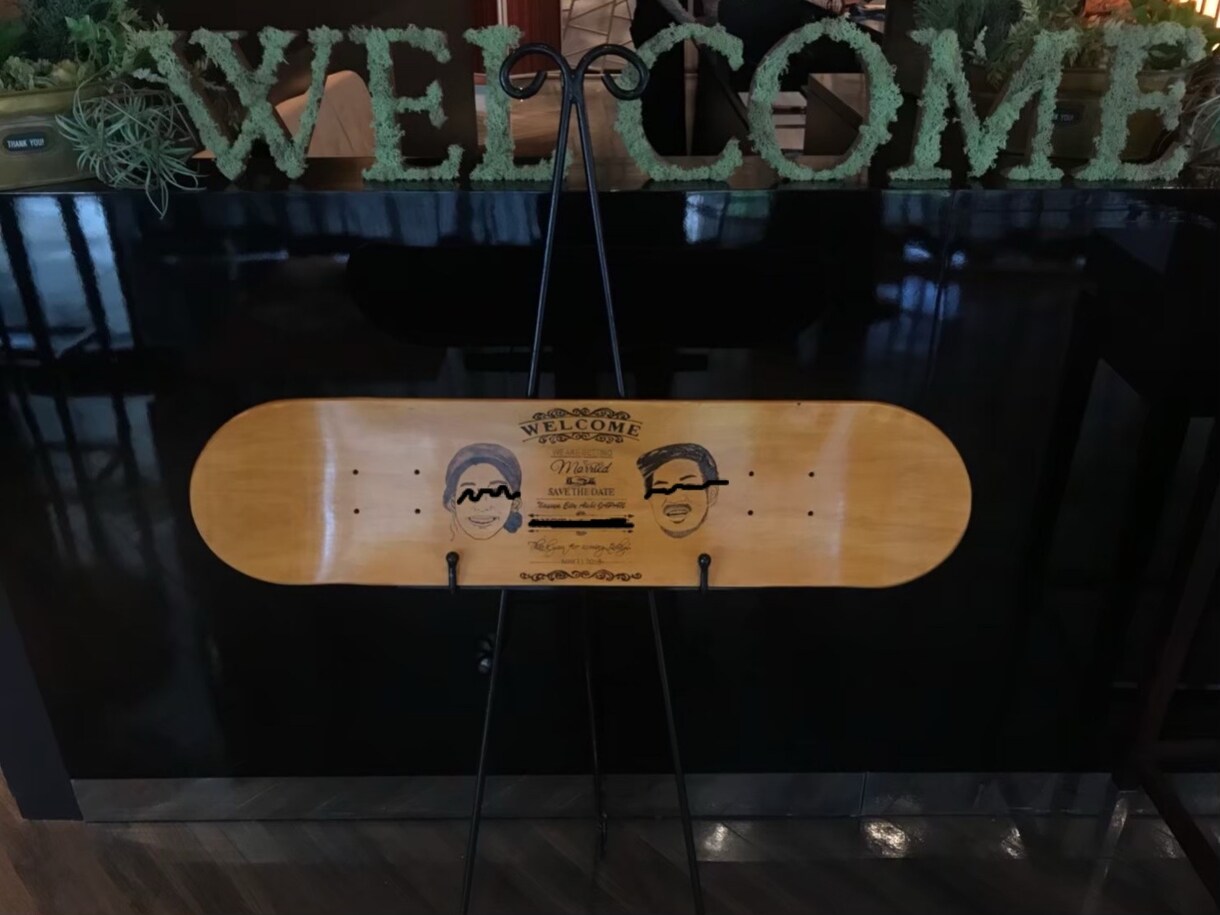スケートデッキで◆ウェルカムボード◆作ります 似顔絵有無選択オプション。持ち込み似顔絵可、応相談。 イメージ2