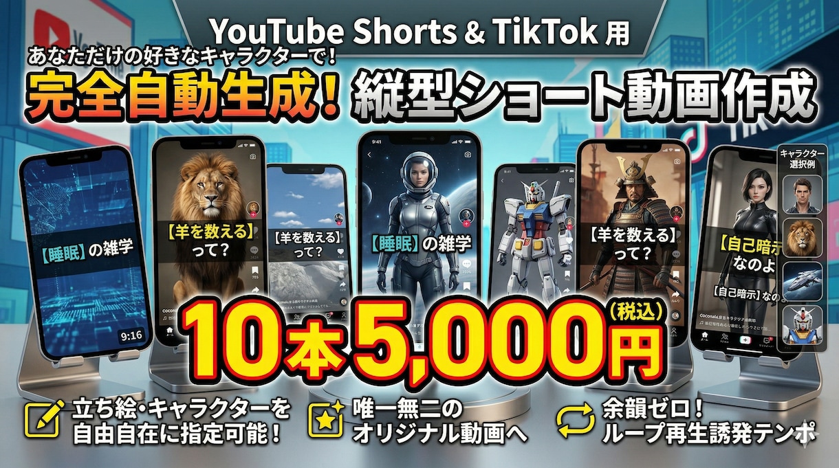 会話風Youtubeショート動画作ります キャラクターをしゃべらせる、唯一無二のYoutubeショート イメージ1