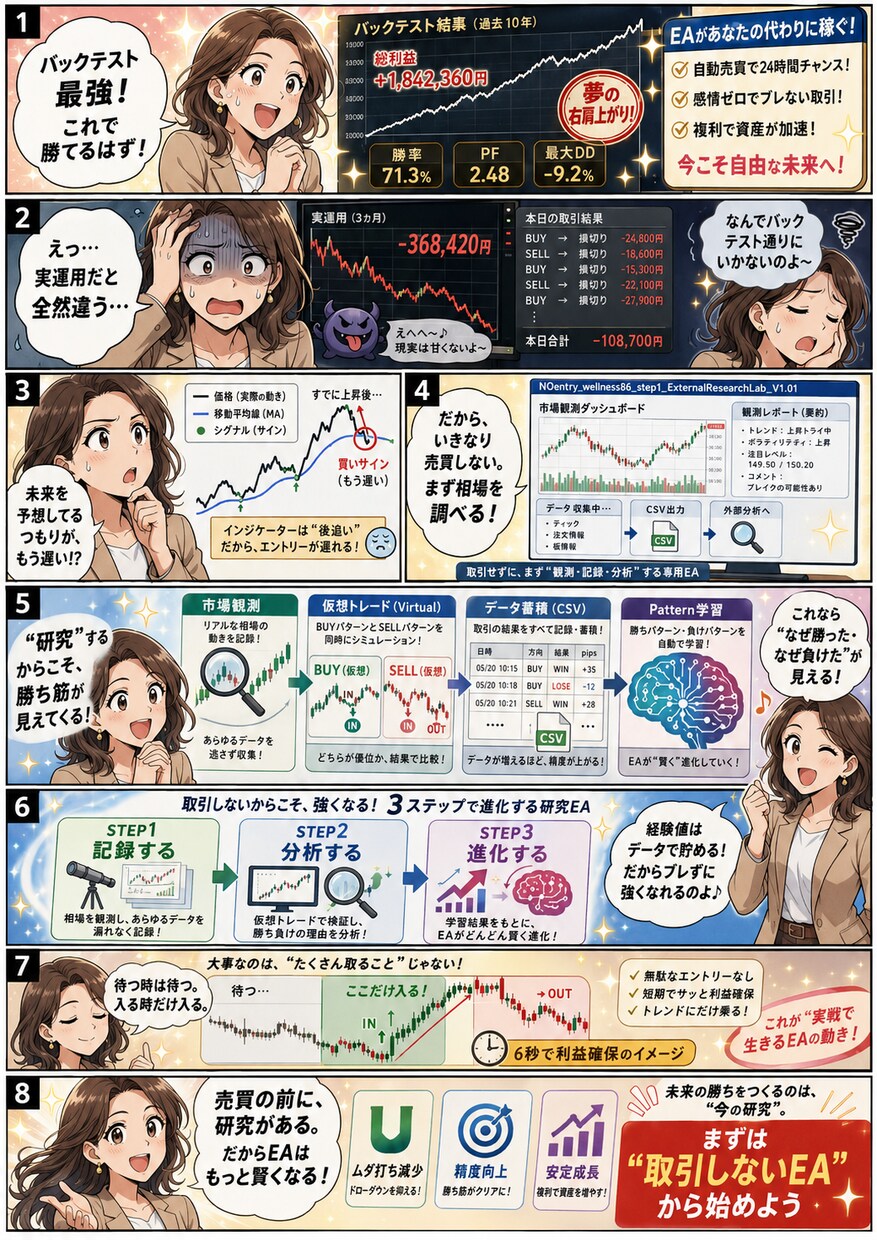 実運用で負ける…その原因を研究EAで可視化します EAが勝てない原因を研究する外付けEA｜仮想売買・CSV分析 イメージ3