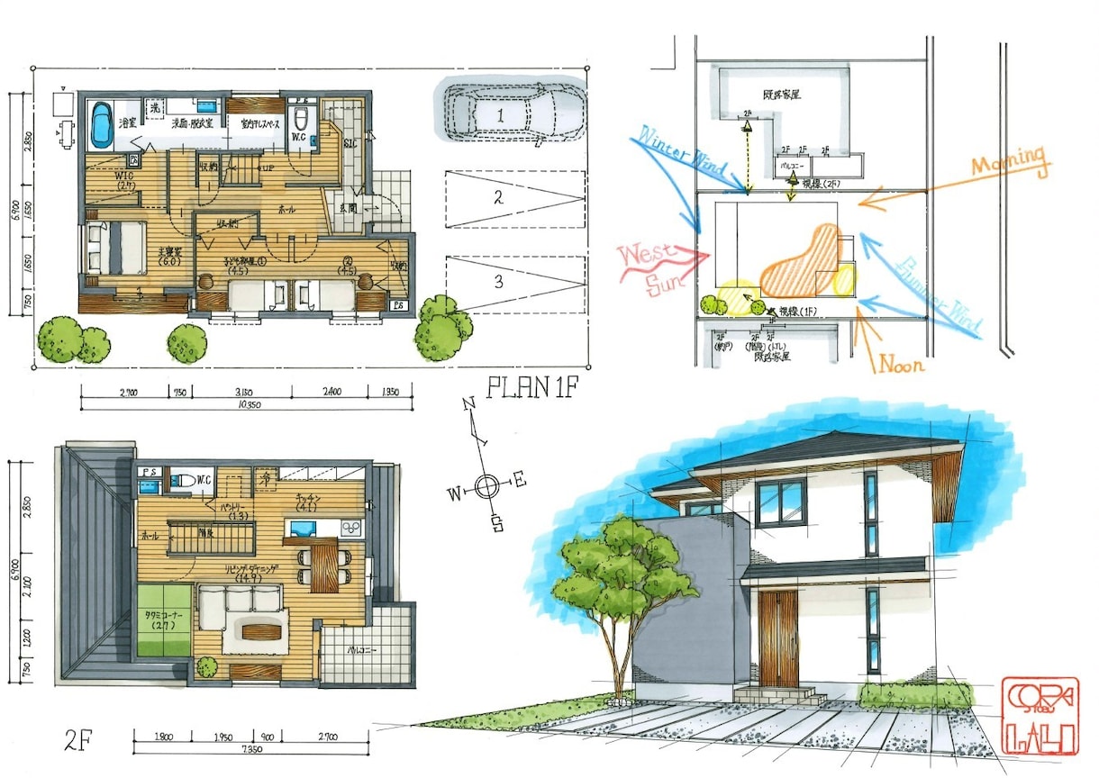 建築士が描く！新築住宅の手描きパース等を提供します 新築祝いに最適！世界に一つだけの“建築士の描く暖かさ”を。 イメージ2