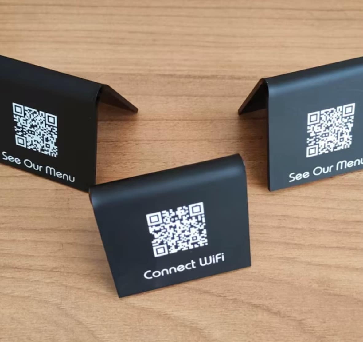 QRで簡単アクセス！メニュー＆Wi-Fi　作ります スマホで簡単スキャン 5枚セット！おしゃれなスタンドデザイン イメージ1