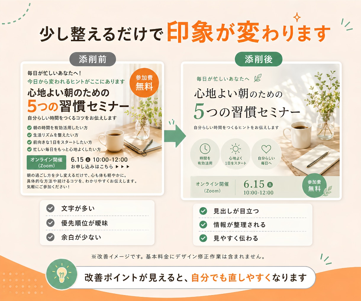 Canva画像をプロ目線で添削します 今のデザインをより良くする改善ポイントをわかりやすく整理 イメージ5