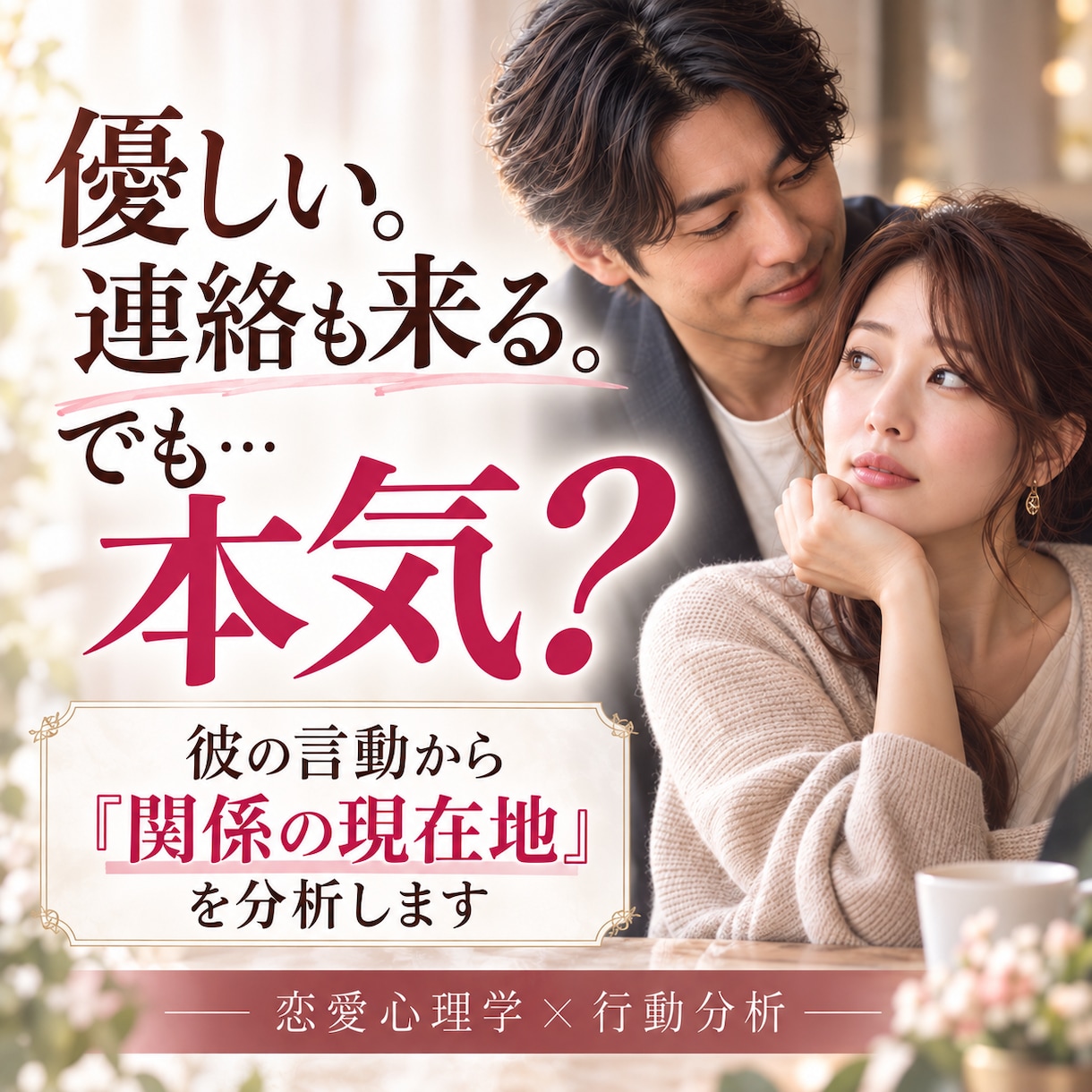 彼の言動から本気度と関係性を分析します カードを使わず恋愛心理学×行動分析で関係を整理 イメージ1