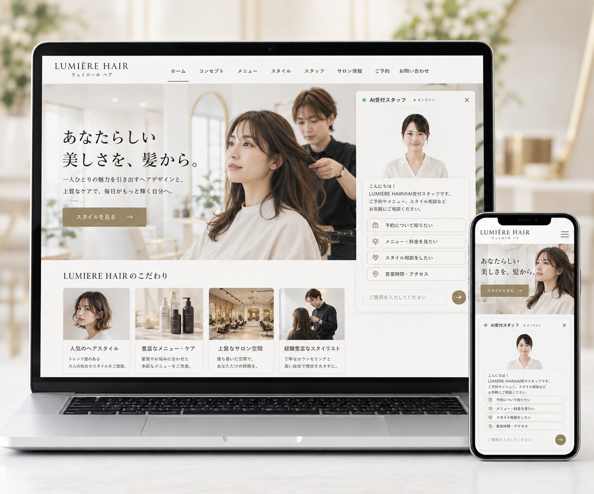 ホームページにAI受付スタッフを設置します WordPress対応。AIが接客・質問対応を自動化します。 イメージ6