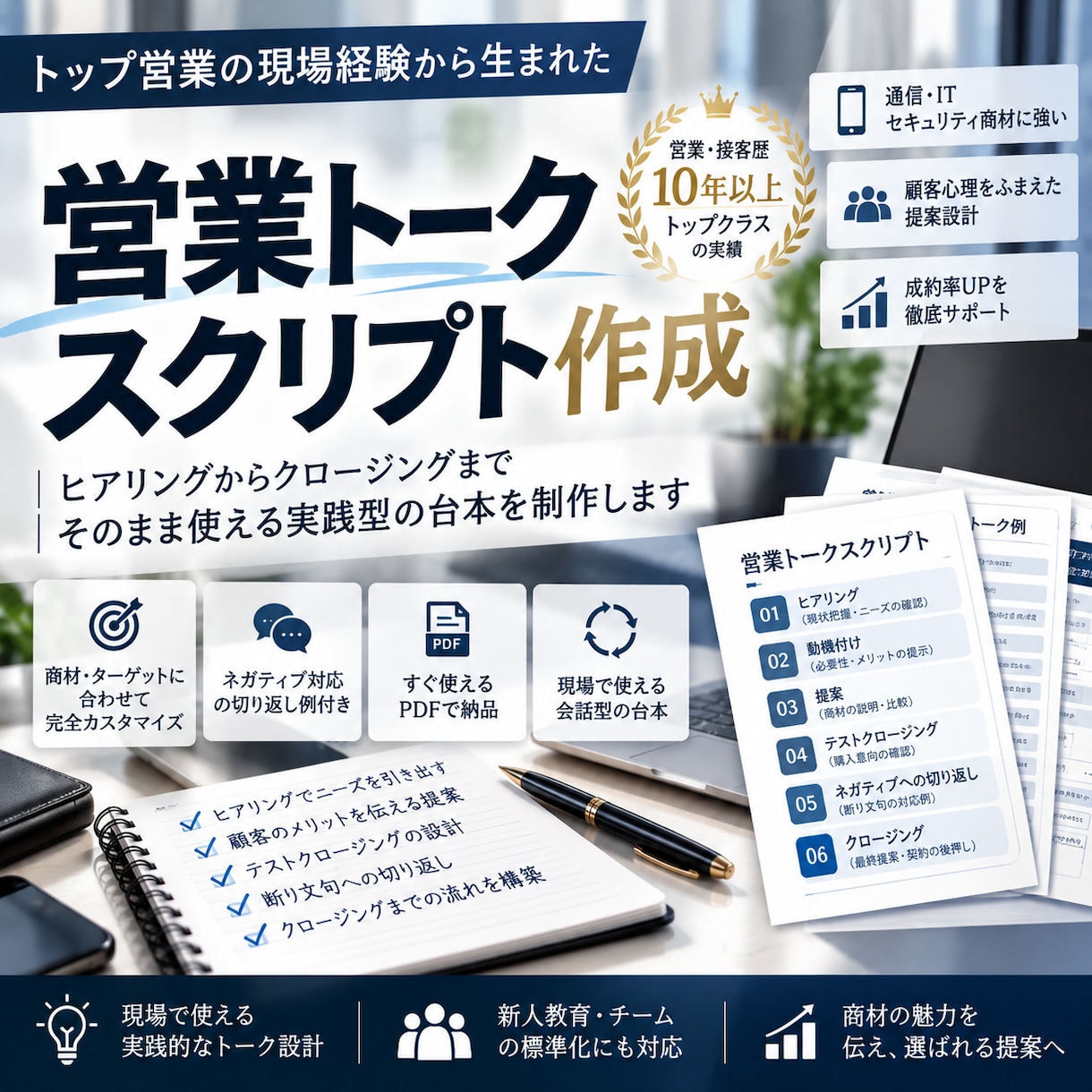 トップ営業経験者が営業トークの台本を作成します ヒアリングからクロージングまで！現場で使える実践型台本を制作 イメージ1