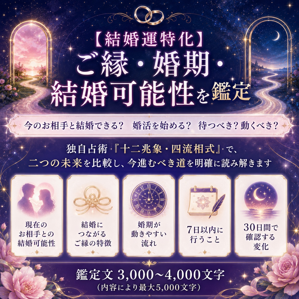 結婚につながるご縁と婚期を読み解きますます 【結婚運特化】運命のご縁・婚期・結ばれる相手の特徴を占う イメージ3