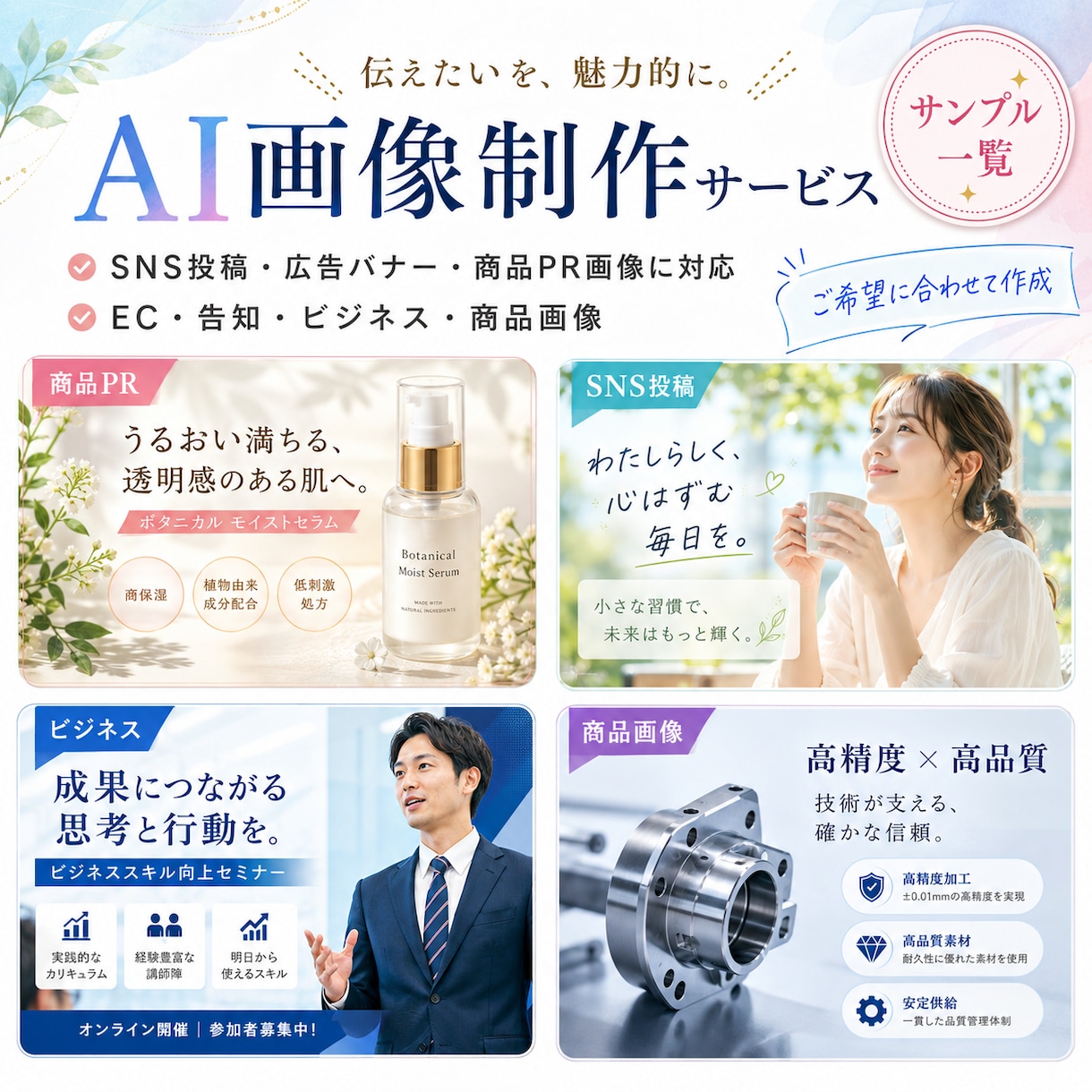AIでSNS・広告画像を作成します 商品PR・投稿画像・バナーに対応 イメージ1