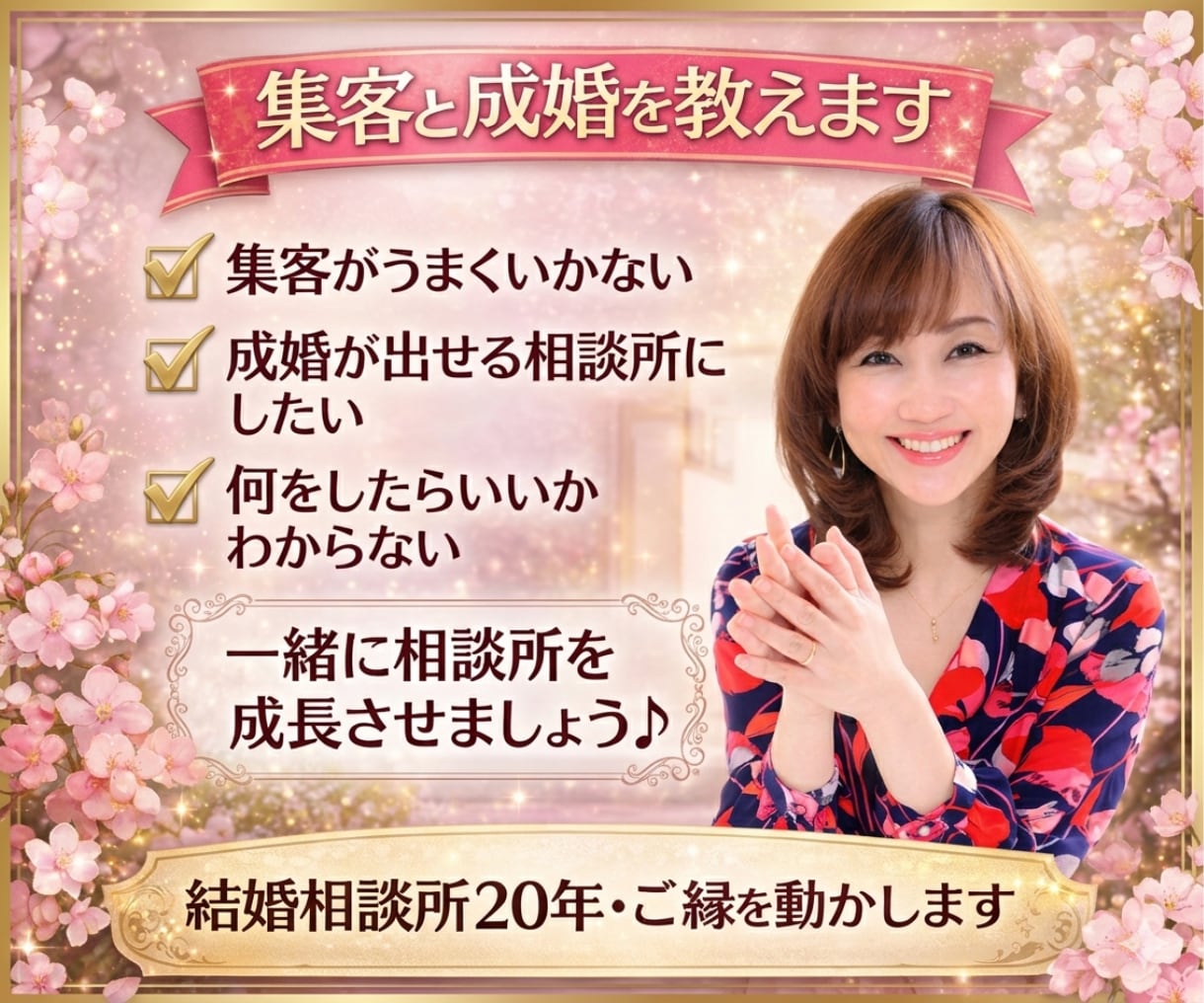 相談所20年!新人結婚相談所の集客と成婚を教えます あなたの個性を出して☆結果にコミット☆作戦会議しましょう♪ イメージ1