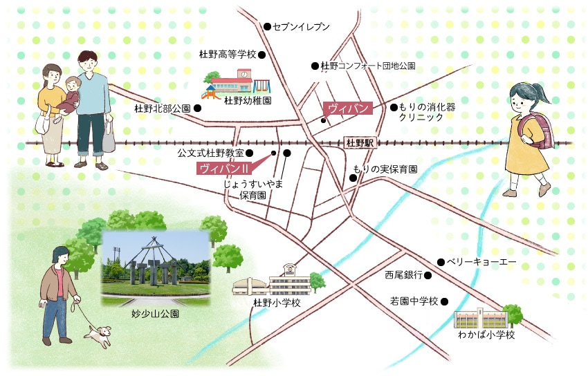 手書き風イラスト地図（観光or英語MAP）描きます 民泊や駅周辺の便利なお店や施設の情報を、イラストで描きます イメージ6