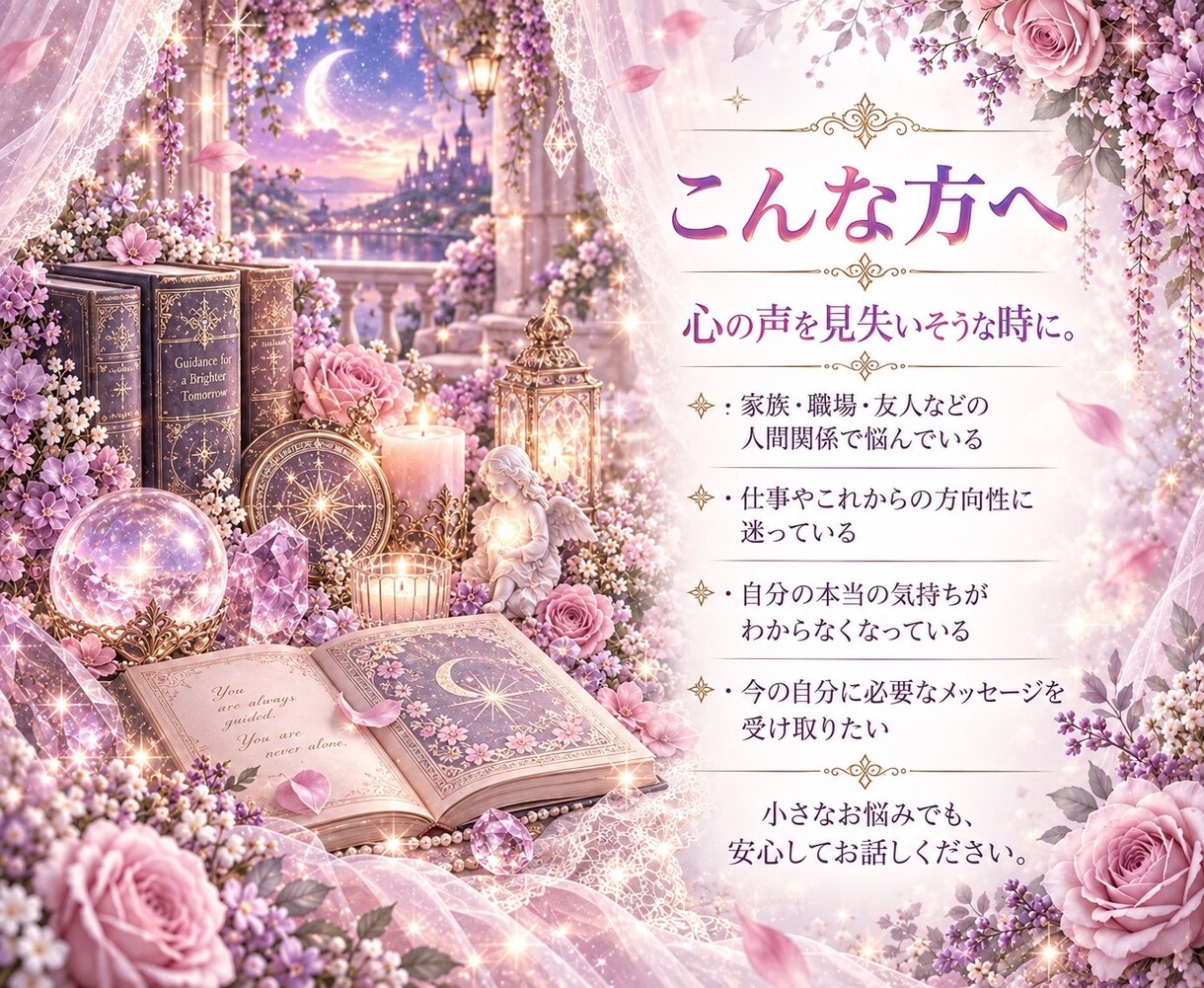 あなたの心に寄り添い、霊視で丁寧に鑑定します 生年月日不要。今のお悩みに必要なメッセージをお届けします イメージ3