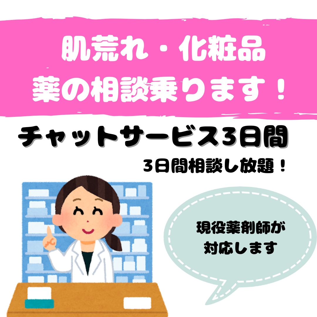 現役薬剤師が一緒にきれいなお肌を目指します 肌荒れ・美肌・皮膚科の薬・市販の化粧品のご相談に乗ります！！ イメージ1