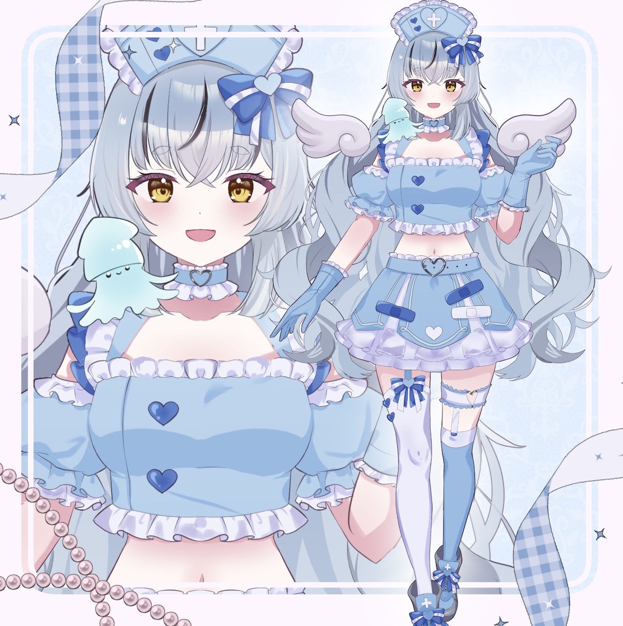最短翌日！IRIAM◎きゅるんナース立ち絵描きます 配信で使える全身立ち絵！新衣装やデビューイラストに♡ イメージ14