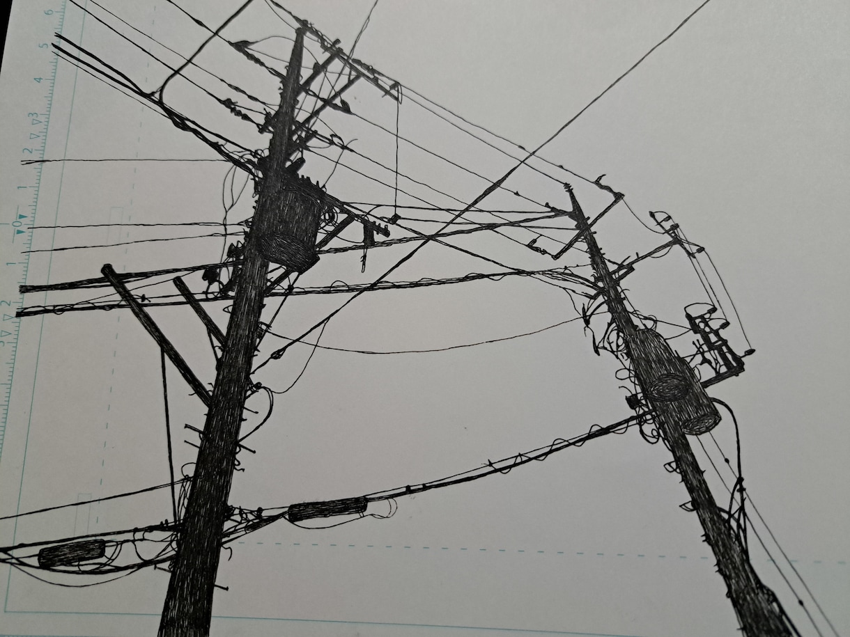 ボールペン画(主に電柱や風景)を描きます モノクロイラスト好きな方にオススメです。ベタ塗り無し。 イメージ2