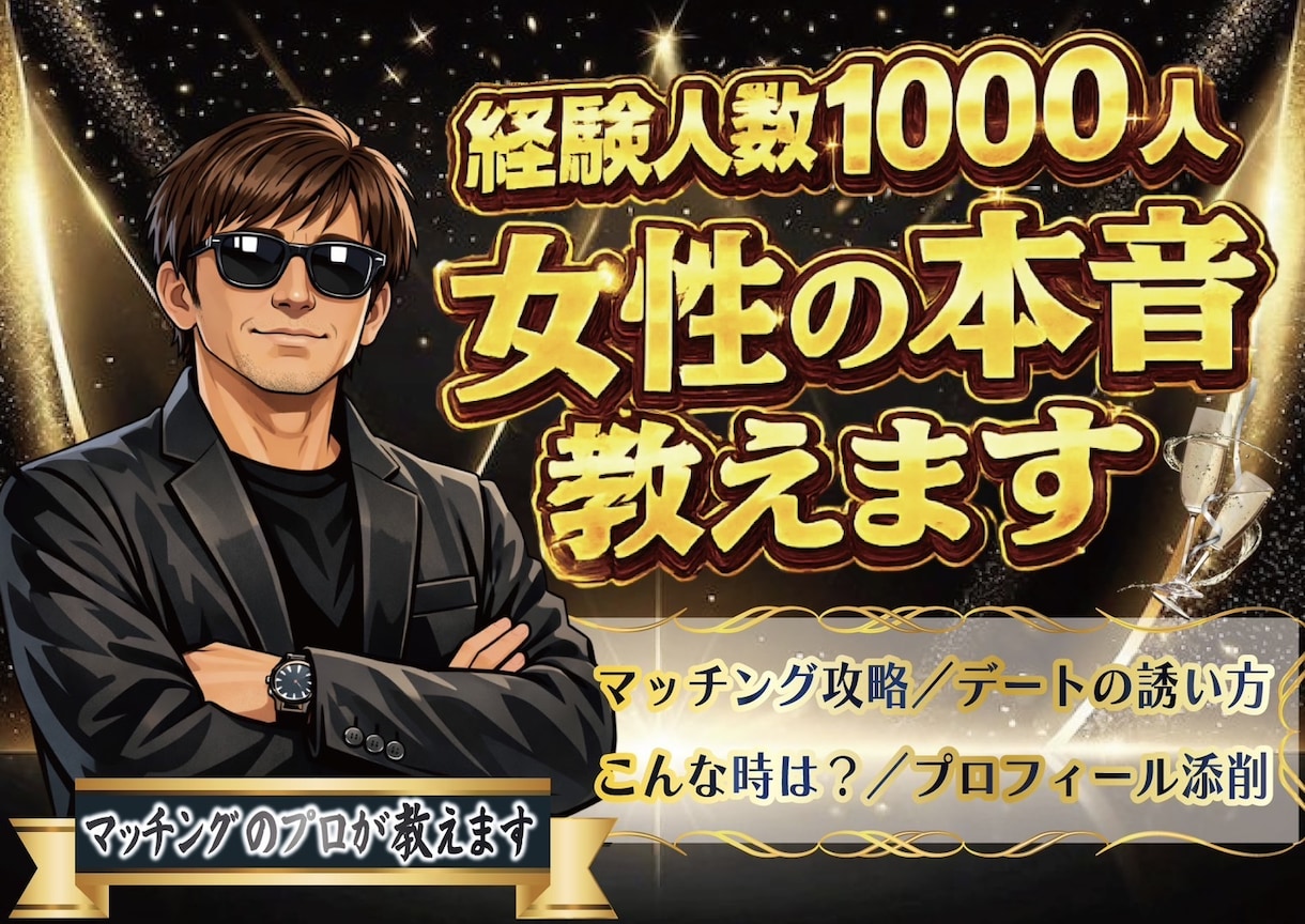 女性心理とマッチング攻略アドバイスします 女性経験1000人の恋愛アドバイス イメージ1