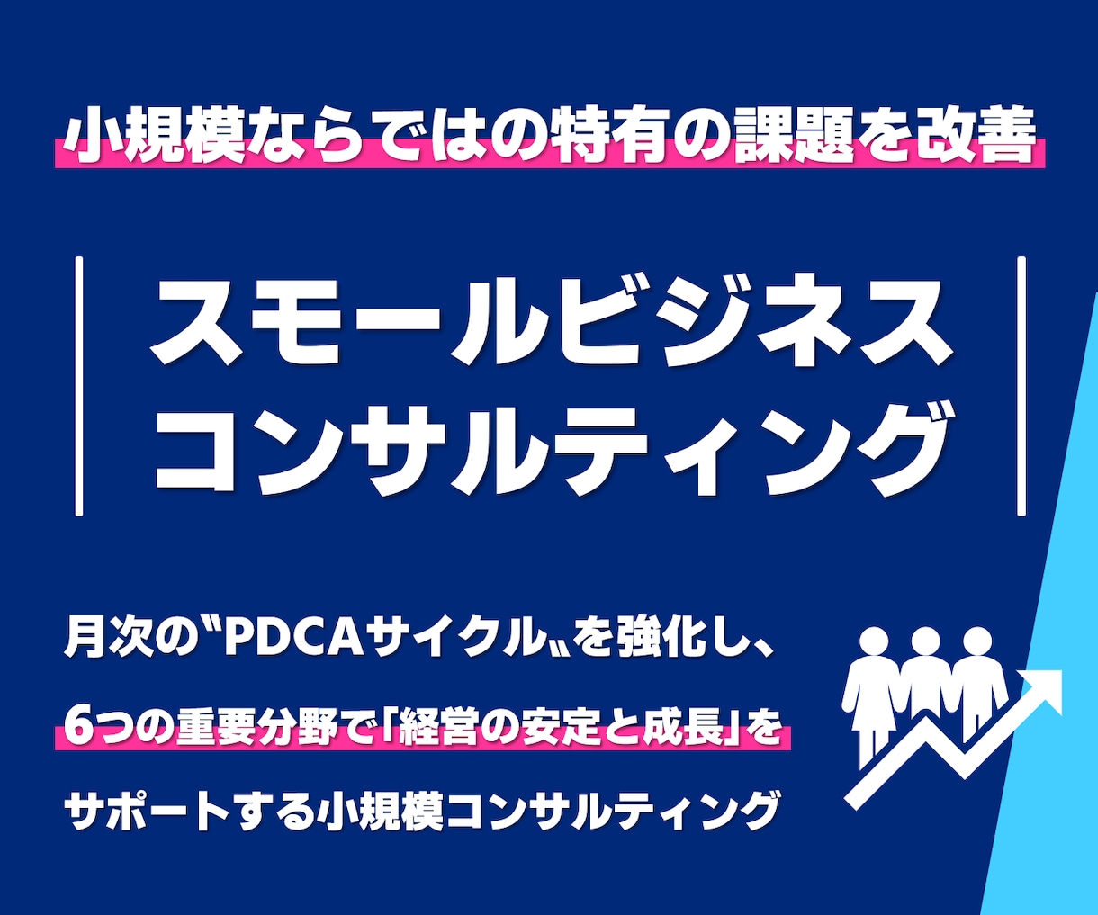 スモールビジネスの専門家が経営改善をサポートします 小規模ならではの課題を6つの重要分野で改善し経営の安定を実現 イメージ1