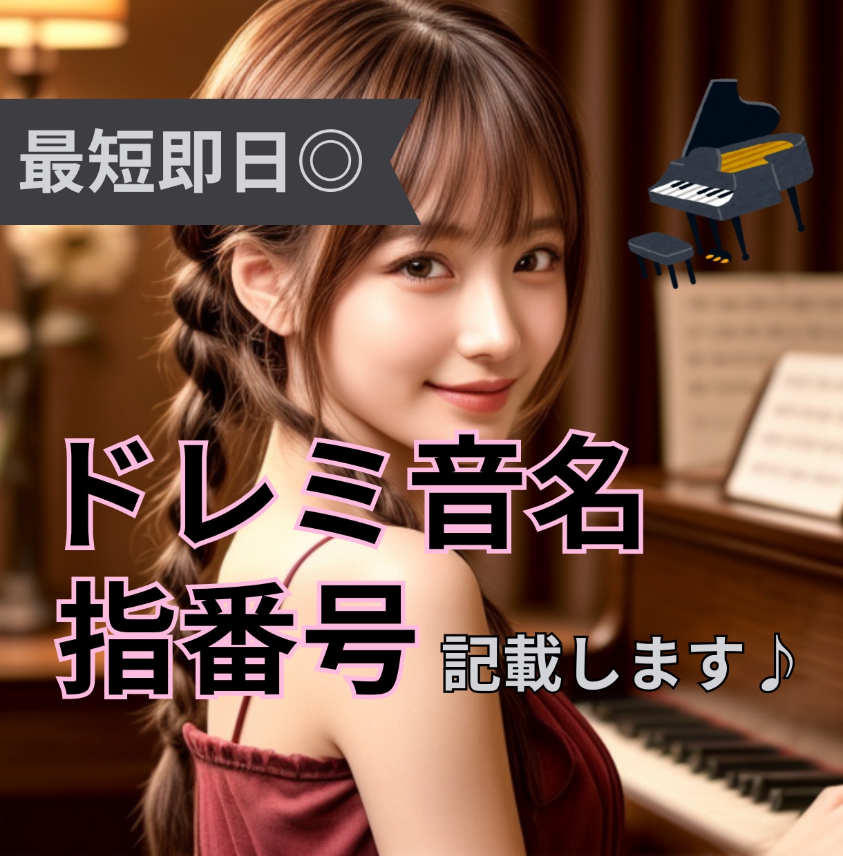 最短当日◎【音名・指番号】ピアノ楽譜に記入します ピアノ歴33年の私が、わかりやすくPDFに打ち込みます♪ イメージ1