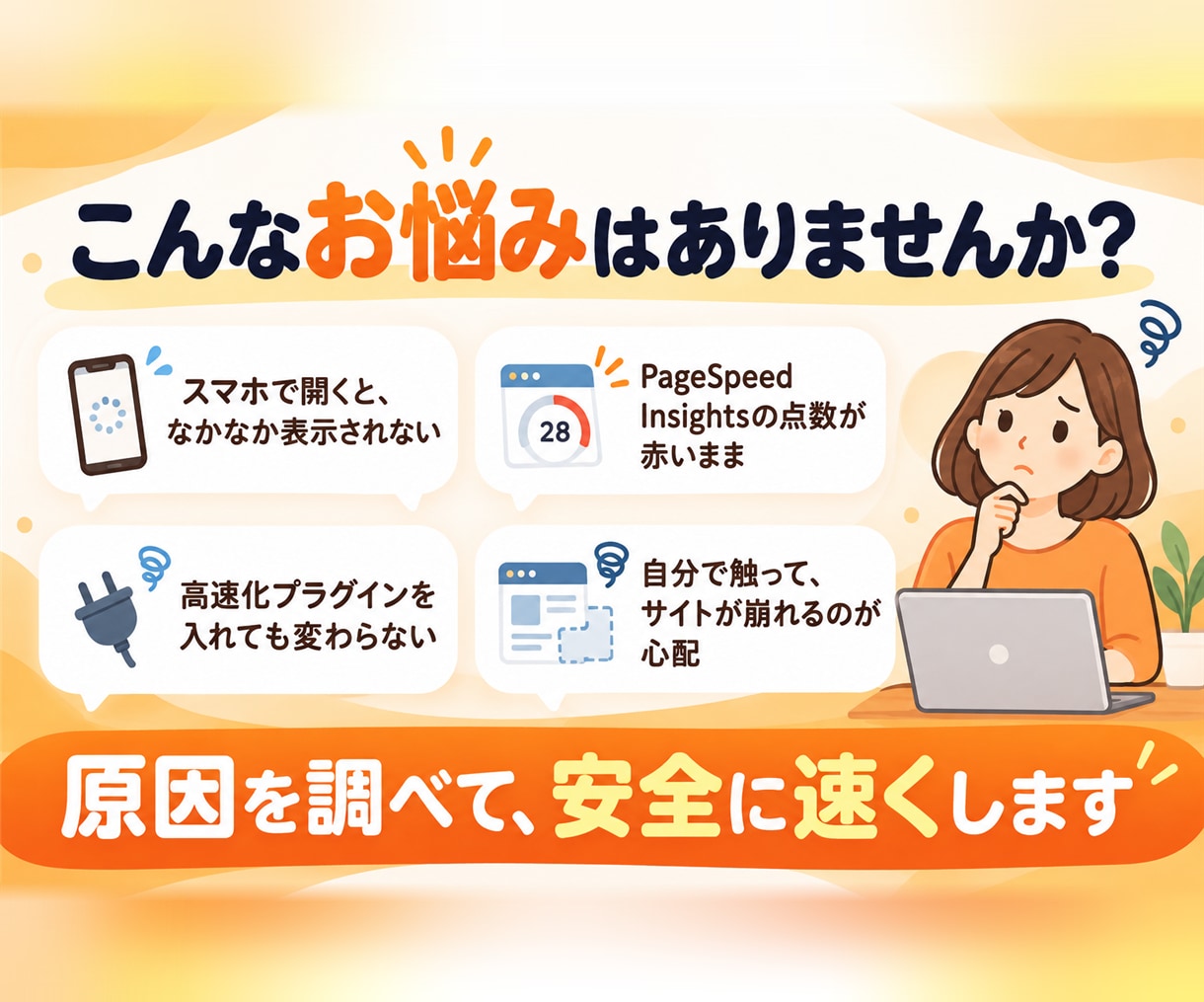 WordPressの表示速度を原因から改善します 重いサイトを原因から調べ、作業前後の数値でご報告 イメージ2