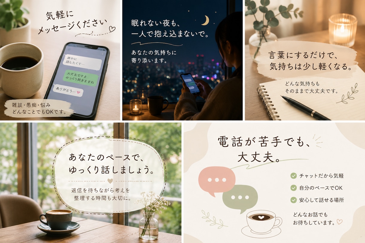 気軽にチャットでお話し相手になります 雑談・愚痴・悩み、気軽にメッセージでどうぞ。 イメージ1