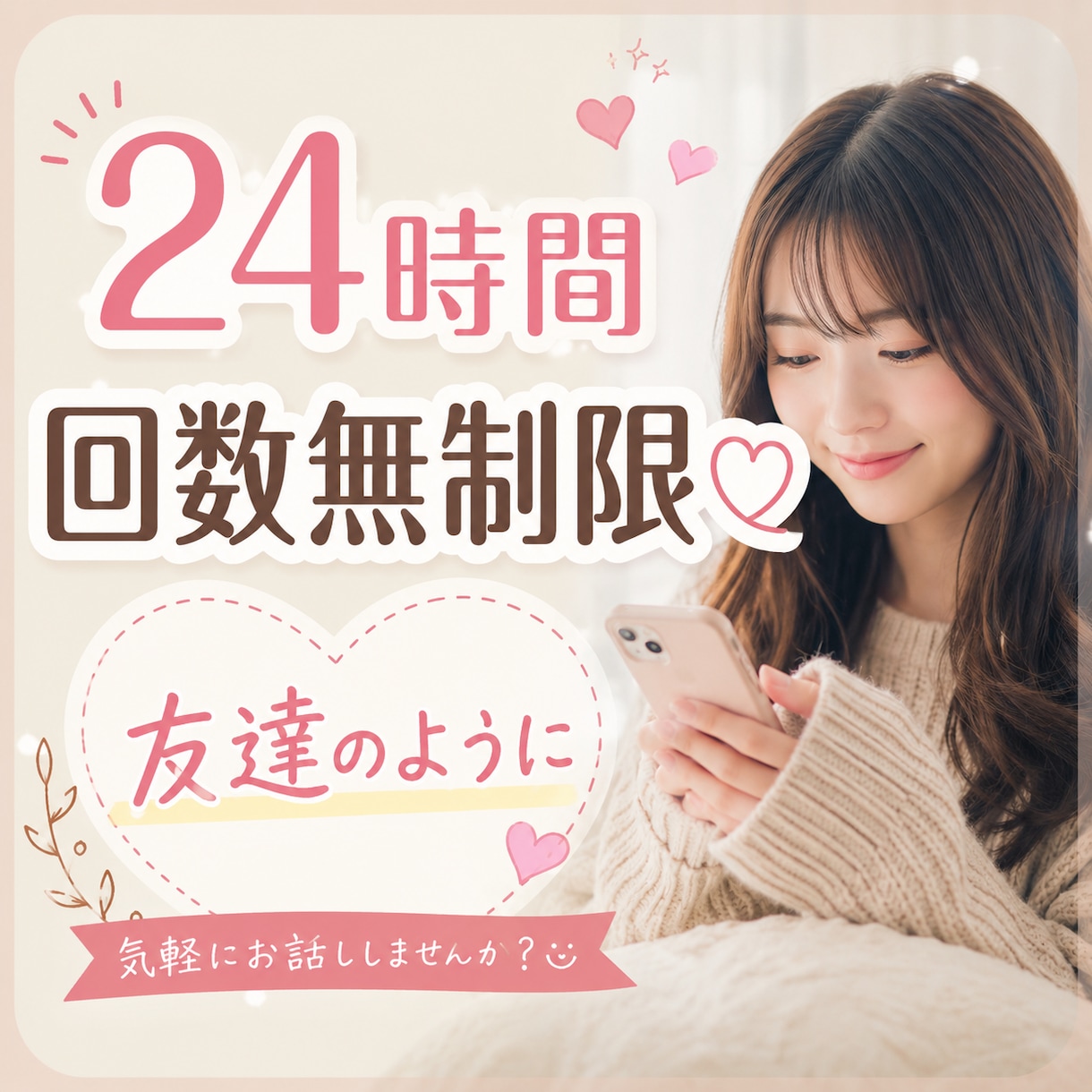 あなたに集中！誰かと話したい気持ちに寄り添います 友達感覚でチャット！趣味、悩み、愚痴、話し相手、相談相手♩ イメージ1