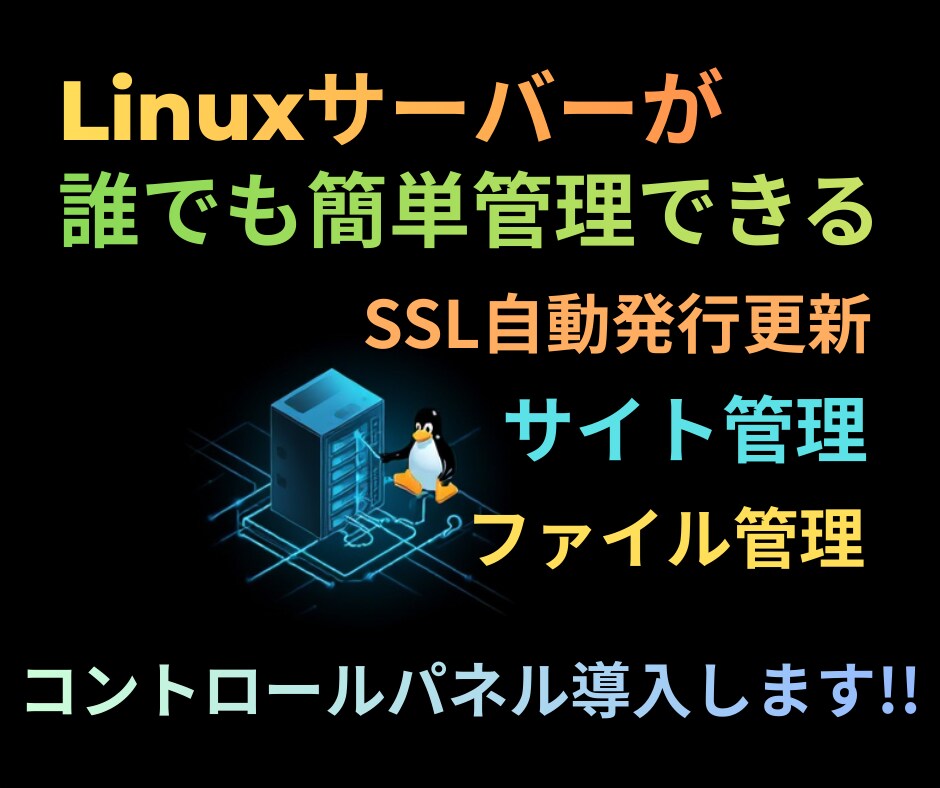 誰でも簡単に管理出来るLinuxサーバー構築します 無料のWebPanelをLinuxVPSに導入します。 イメージ1